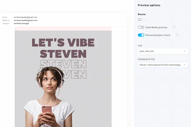 Personalised email creation with GetResponse